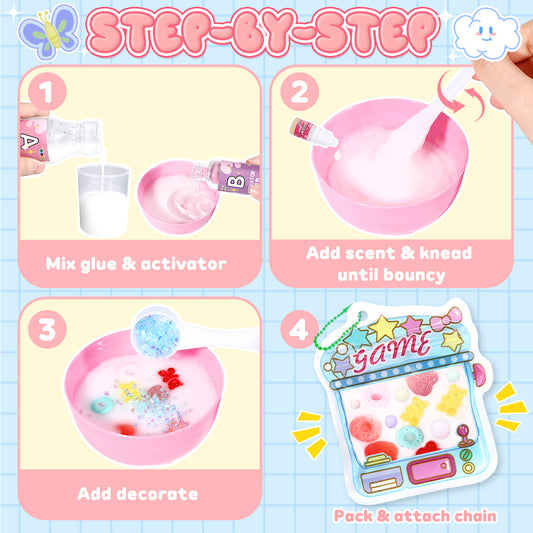 DIY Jelly Slime Making Kit for Kids – Slime Kit with Glue, Activator, Charms & Tools for Girls Ages 3+