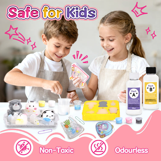 Crelloci DIY Squishy Making Kit with 6 Animal Molds