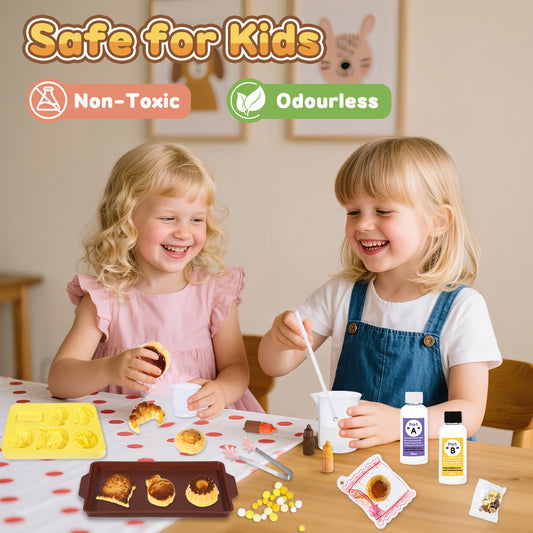 DIY Squishy Making Kit – Bread Squishy Silicone Craft Kit with Bread Molds & Decorations, Make Your Own Slow Rising Squishies Stress Relief Toy Gift for Kids Ages 6+ & Adults