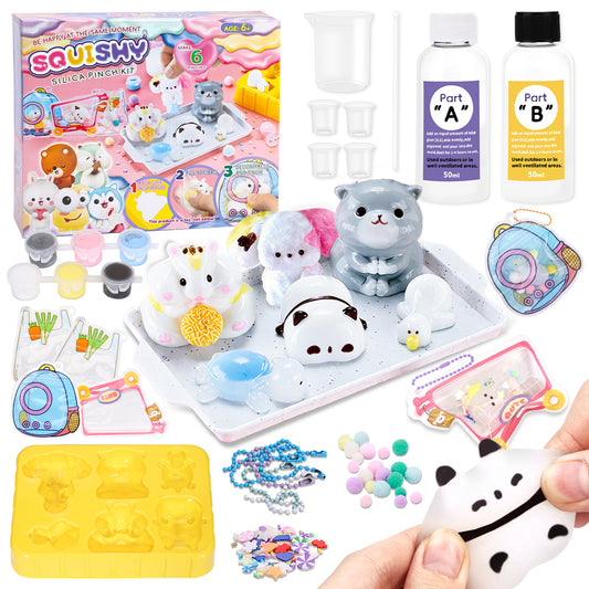 Crelloci DIY Squishy Making Kit with 6 Animal Molds