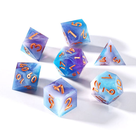 Sirensluck Resin DnD Dice Set Sharp Egde Aurora Cloud 7-Piece