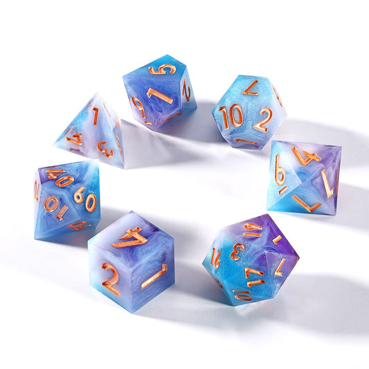 Sirensluck Resin DnD Dice Set Sharp Egde Aurora Cloud 7-Piece