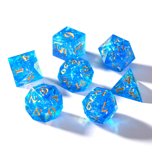 Sirensluck Resin DnD Dice Set Blue Pearlescent Prism 7-Piece