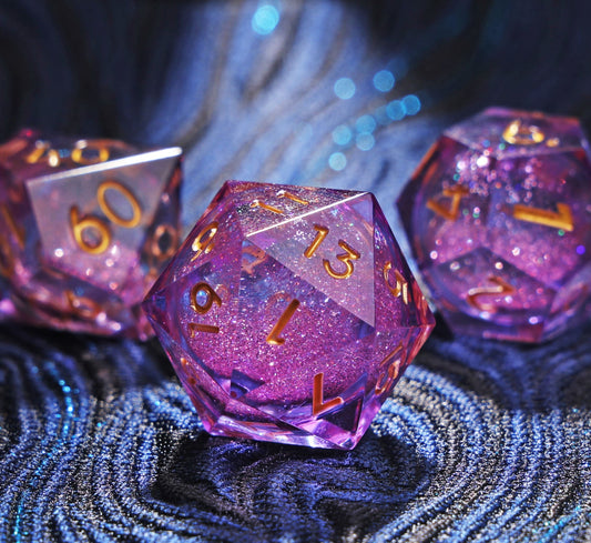 Sirensluck Resin DnD Dice Set Liquid Core Purple Quicksand 7-Piece