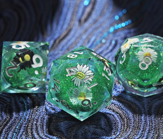 Sirensluck Resin DnD Dice Set Liquid Core Verdant Blossom 7-Piece