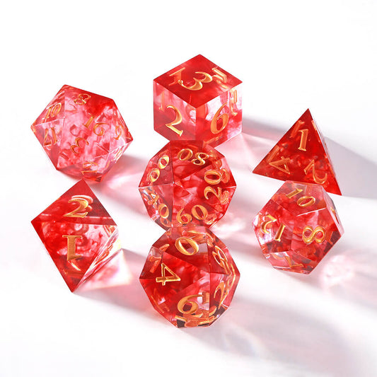 Sirensluck Resin DnD Dice Set Sharp Edge Blood Red Phantom 7-Piece