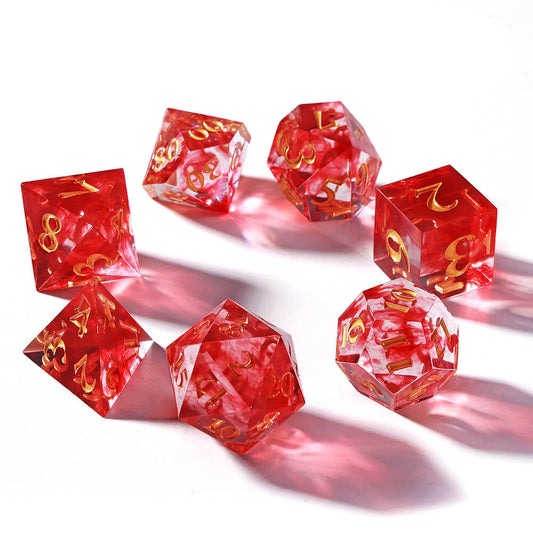 Sirensluck Resin DnD Dice Set Sharp Edge Blood Red Phantom 7-Piece