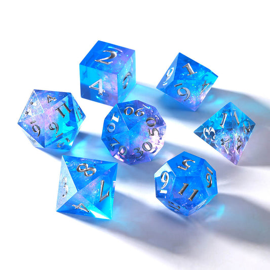 Sirensluck Resin DnD Dice Set Sharp Edge Blue Purple Starry Brilliance 7-Piece